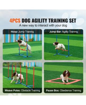 4-Piece Dog Agility Training Set with Jump Ring & Hurdles