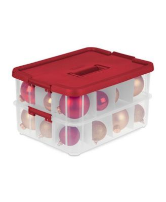 24 Compartment Stack and Carry Christmas Ornament Storage Box (4 Pack)
