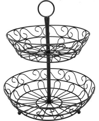 2-Tier Metal Countertop Fruit Basket & Bowl Stand - Stylish Storage for Kitchen & Dining