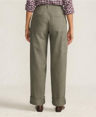 Women's Chino Mid Rise Straight Leg Cargo Ankle Pants