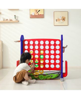 4-in-1 Giant Game Set with Jumbo Connect 4, Basketball, Ring Toss & Golf. Adjustable, portable fun for kids & adults