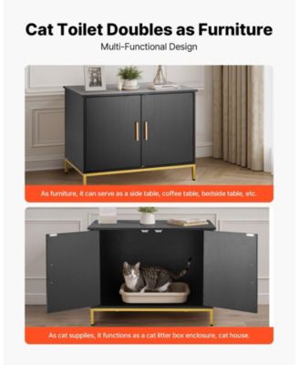 Modern Wooden Litter Box Enclosure with Metal Legs, 27.6