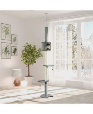 85.5" Cat Tree with Scratching Post, Hanging Balls