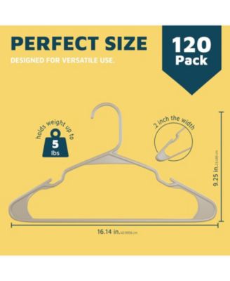 heavy-duty ivory hangers with non-slip grooves, space-saving, hold 5 lbs for clothes & dresses, 120-pack.