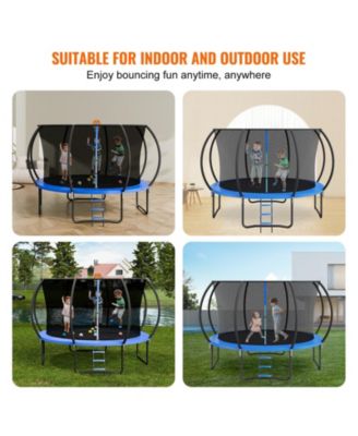 12FT Heavy Duty Trampoline with Net Ladder and Curved Poles