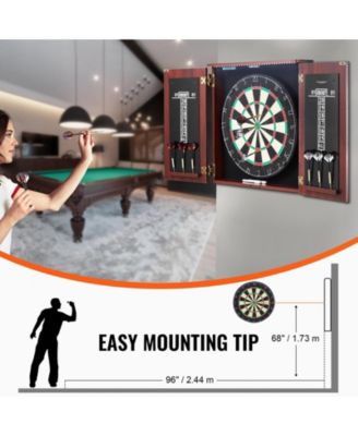 Dartboard and Cabinet Set with LED Light Official Size Game Bundle