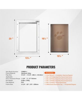 Aluminum Frame Door-Mount Pet Door with Lock, Large, White