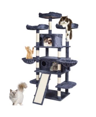 68.5" Multi-Level Cat Tree with Ramp & 2 Condos, Dark Gray