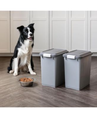 USA 30 lbs Dog Food Storage Container with Wheels, Airtight Lid, 2-Cup Scoop, 2 Pack, Gray/Dark Gray