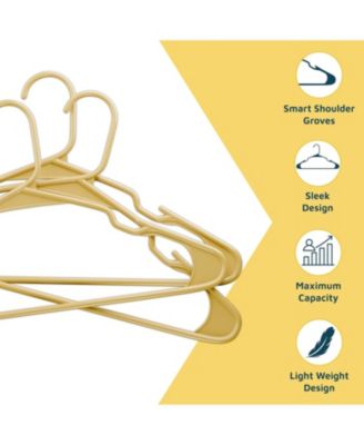heavy-duty plastic hangers for clothes, dresses & coats non-slip grooves, space-saving design, holds 5 lbs 30-pack, yellow.