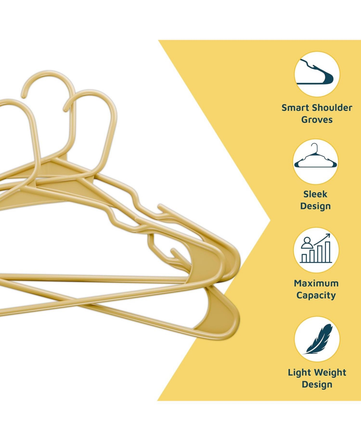 Lifemaster heavy-duty plastic hangers for clothes, dresses & coats non-slip grooves, space-saving design, holds 5 lbs -pack