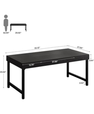 Farmhouse Dining Table for 4-6 People, 55 Inches Industrial Rectangular Kitchen Dinner Table