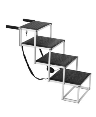 4-Step Aluminum Folding Pet Stairs for Cars, Holds up to 250 lbs
