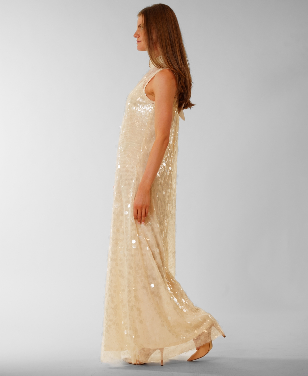 julia jordan Women's Tie Neck Sequin Mesh Dress