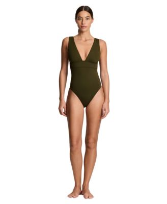 Women's Modern V-Neck One-Piece Swimsuit