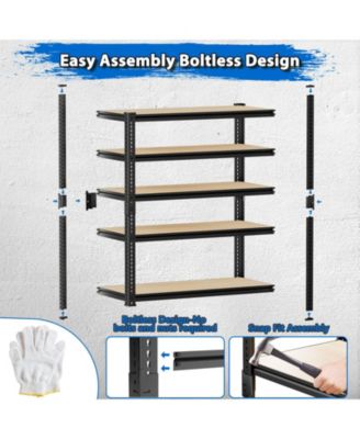 36 in W x 72 in H x 18 in D Adjustable MDF Heavy Duty Metal Shelving Unit