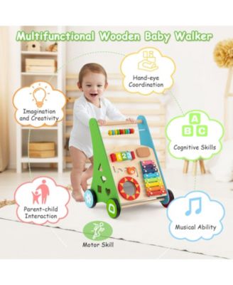 Toddler Push Walker Activity Center Toy with Burr-free Handle