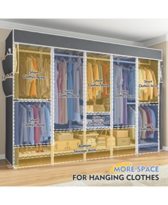 90.6" W Clothes Rack with Cover Heavy Duty Clothing Racks for Hanging Clothes Extra Wide Portable Closet Loads 1200LBS Garment Rack