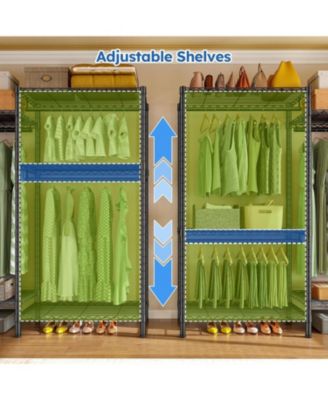 Clothes Rack Heavy Duty，Clothing Racks for Hanging Clothes with 5 Adjustable Hanging Rods, Metal Garment Rack for Bedroom, Laundry Room