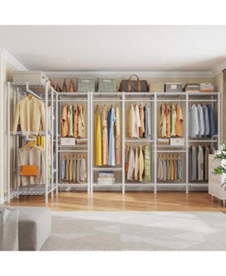 76.9" H Clothes Rack Heavy Duty Loads 1100 LBS Metal Clothing Racks for Hanging Clothes Adjustable Garment Rack White