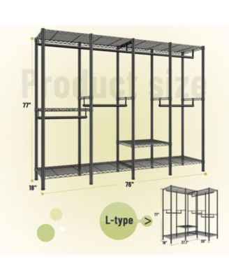 Adjustable Portable Clothes Rack with Shelves Closet Organizer