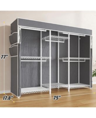 Heavy-Duty Clothes Rack with Cover, Portable Closet with Shelves, Adjustable Hanging Storage, Holds up to 905 lbs