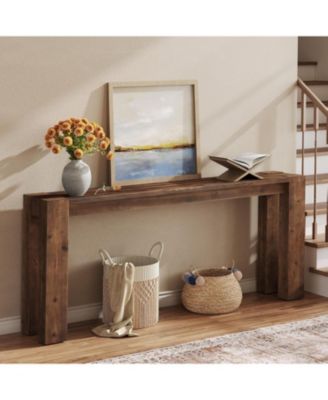 Solid Wood Console Table for Entryway, 70.9-Inch Extra Long Farmhouse Sofa Table Behind Couch