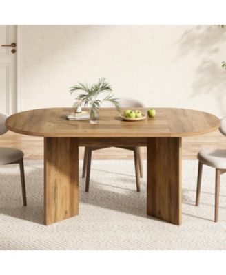 63" Oval Farmhouse Dining Table for 4-6, MDF Kitchen Table