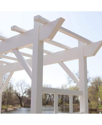 Dura-Trel Providence Arbor 64" x 85" PVC Outdoor Garden Arch Trellis, White
