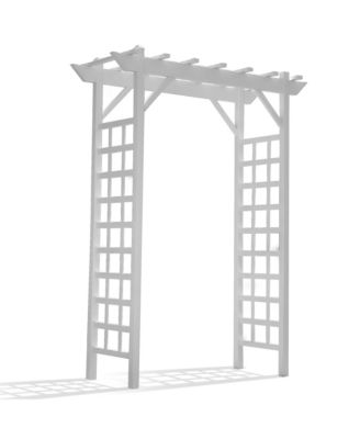 Dura-Trel Providence Arbor 64" x 85" PVC Outdoor Garden Arch Trellis, White