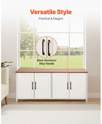 4-Door Wooden Litter Box Enclosure for Multi-Cats, 47.2", Brown & White