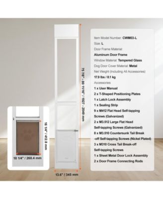 Aluminum Sliding Glass Pet Door Insert, Adjustable Height, Medium