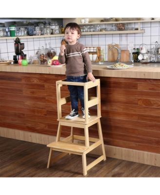 Kids Kitchen Step Stool Holds up to 150 Pounds with Safety Rail