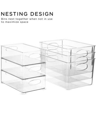8 Piece Clear Plastic Storage Bins - for Kitchen, Fridge, Cabinet, Pantry Organization and Storage
