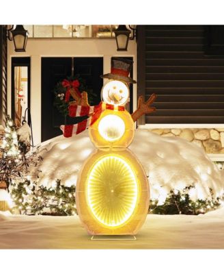 2.6 FT Lighted Snowman with 105 Built-in LED Lights Metal Stand Zip Tie Stakes
