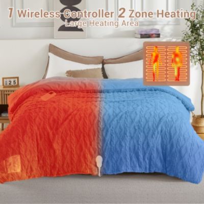 King Size Tufted Electric Heated Comforter Blanket with Wireless 2-Zone Controller 104" x 90"