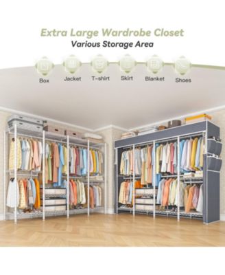 Clothes Rack with Cover,1150LBS Heavy Duty Clothing Rack for Hanging Clothes,Adjustable Portable