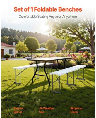 Plastic Folding Bench, 6 ft Portable Foldable HDPE Bench for Indoor Outdoor Picnic, Patio, Camping and Events, 1 Pack, White