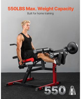 Leg Extension and Curl Machine, Adjustable Lower Body Strength Trainer for Thigh and Hamstring Workouts, 550 lb Capacity
