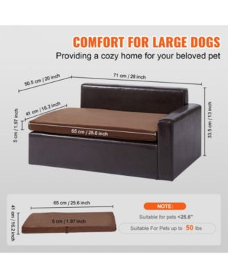 Faux Leather Pet Sofa for Medium Pets, Holds up to 110 lbs., Black