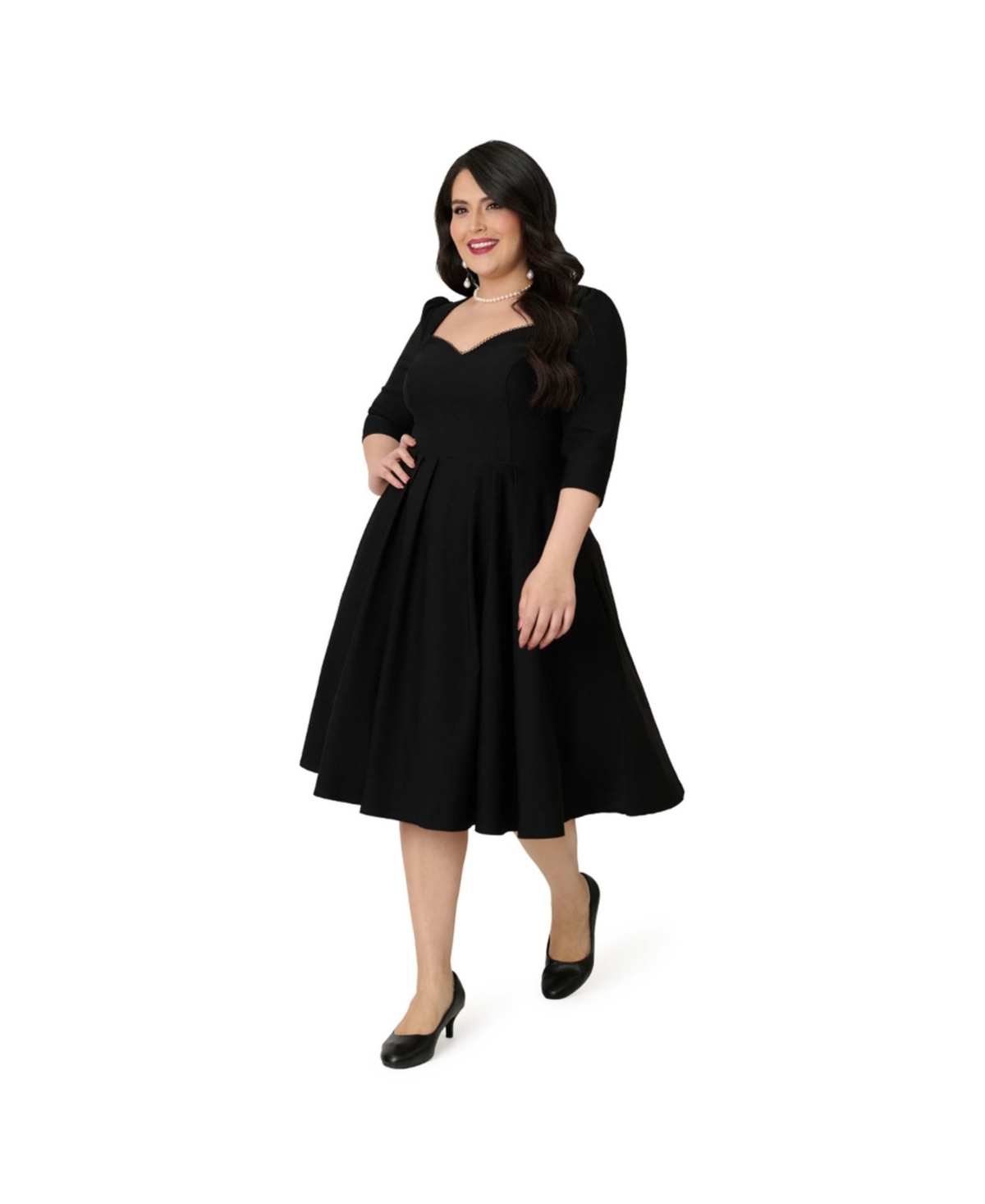 Unique Vintage Plus Sweetheart Swing Dress