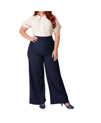 Plus Size 1950s Tie Cuff Woven Blouse