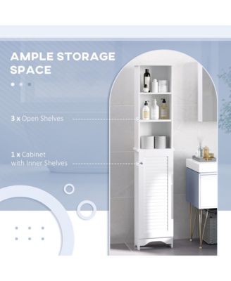 Bathroom Cabinet Cupboard Shelving Storage Unit w/ Door & 6 Shelves