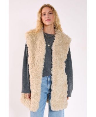Women's Curly Faux Fur Borg Gilet