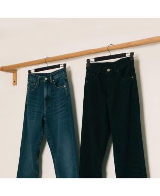 12-Pack Premium Wooden Pants Hangers with Adjustable Clip, Heavy Duty Solid Wood Skirt Bottom Hangers for Trousers, Dress Slacks, Dresses, Shorts