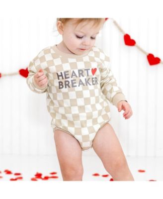 Baby Boys Heartbreaker Checkered Valentine's Day Long Sleeve Romper