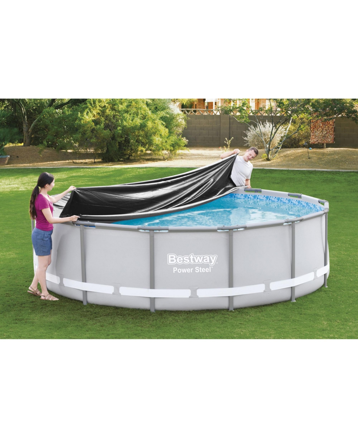 Bestway Flowclear Round 14' Pool Cover for Above Ground Frame Pools (Cover Only)