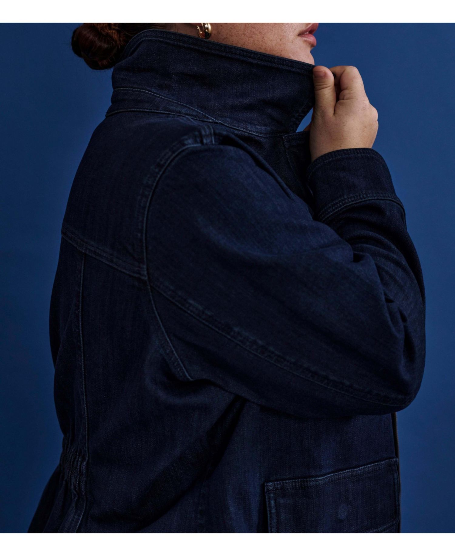 Plus Size Denim Utility Jacket