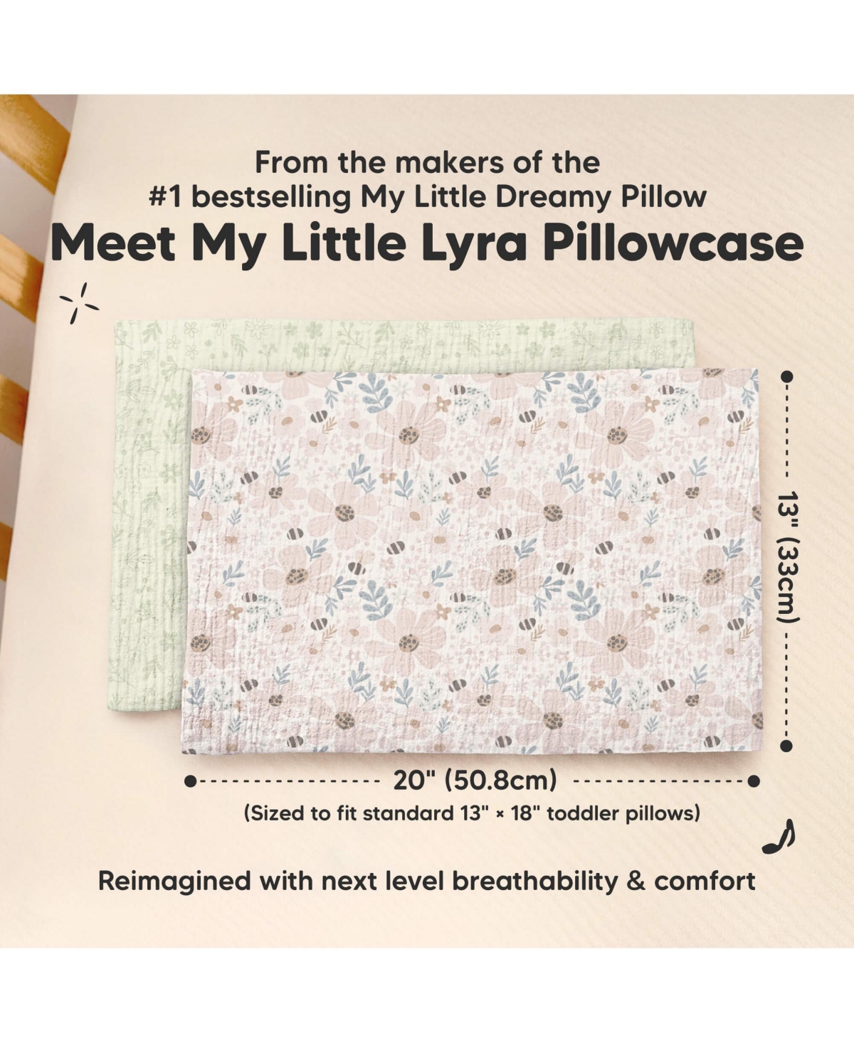 KeaBabies Lyra Muslin Toddler Pillowcases 13x18, 2-Pack Organic Cotton for Sleep & Travel