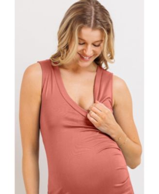 Maternity Sleeveless V Neck Wrap Fitted Nursing Dress